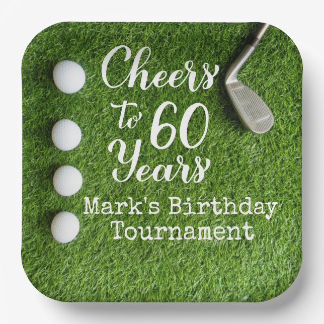 Assiettes En Carton Golf 60e anniversaire pour golfeur (Recto)