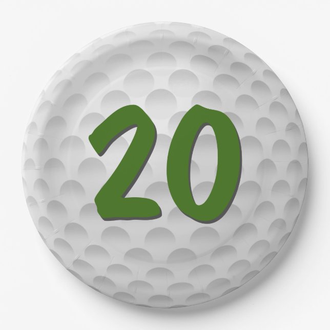 Assiettes En Carton Golf Ball 20e Anniversaire Plaque Papier (Devant)