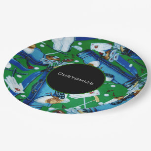 Assiettes En Carton Golf bleu et vert