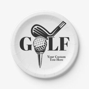 Assiettes En Carton Golf de texte personnalisé