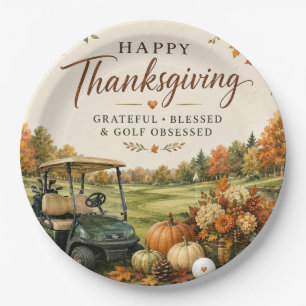 Assiettes En Carton Golf Joyeux Thanksgiving avec Golf d'Automne