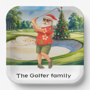 Assiettes En Carton Golf Noël Été Juillet Hawaii thème golfique