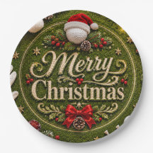 Golf sur l'herbe verte thème de Noël