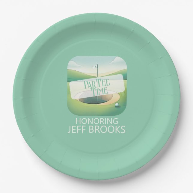 Assiettes En Carton Golf Thème Green Party (Devant)