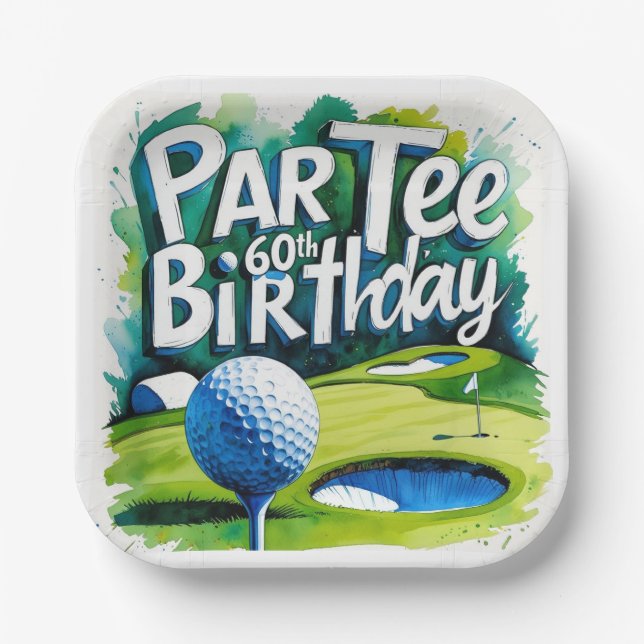 Assiettes En Carton Golfer 60e anniversaire (Recto)