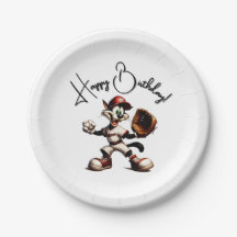 Goofy Cat Baseball Pitcher Monte