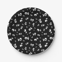 Assiettes En Carton Googly Eyes in Dark black and white Halloween