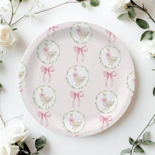Assiettes En Carton Goose Blush rose Bow Pastel Fille Anniversaire