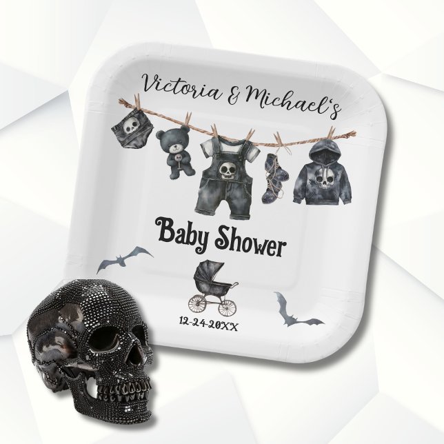 Assiettes En Carton Goth Halloween Clothesline Baby shower (Créateur téléchargé)