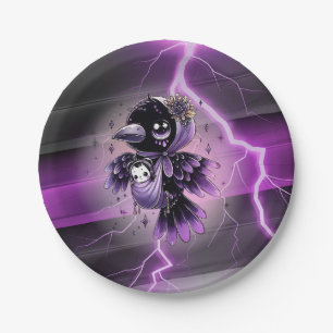Assiettes En Carton Goth Purple Black Halloween Baby shower d'événemen