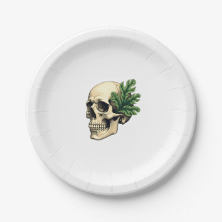 Assiettes En Carton Gothique esthétique Grunge Crâne Tropical Feuille 