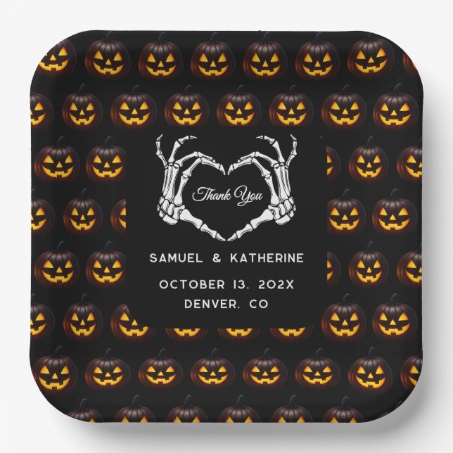 Assiettes En Carton Gothique Romantique Squelette main Halloween Maria (Recto)