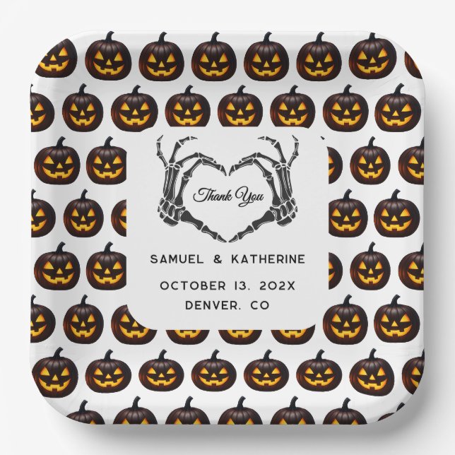 Assiettes En Carton Gothique Romantique Squelette main Halloween Maria (Recto)