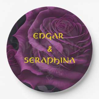 Assiettes En Carton Gothique violet Rose Black Gold