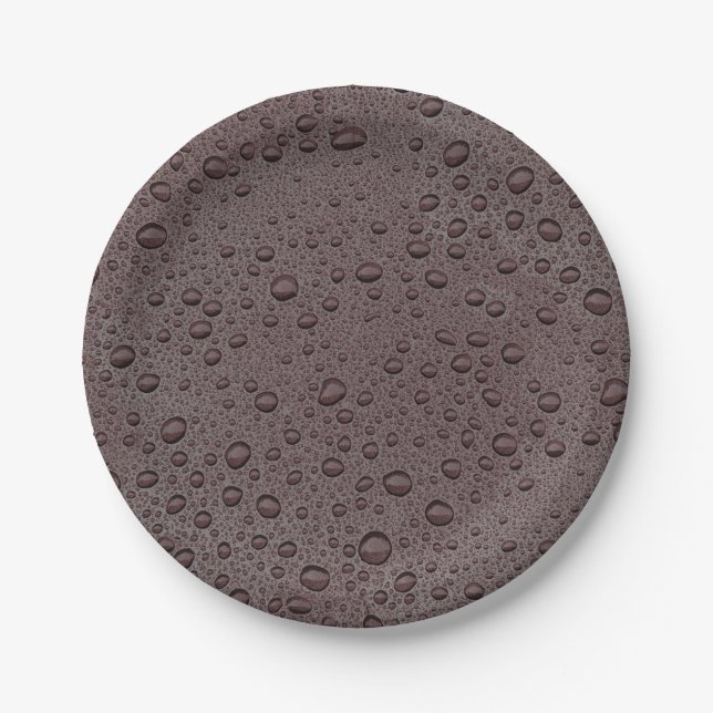 Assiettes En Carton gouttelettes d'eau marron (Devant)