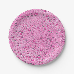 Assiettes En Carton gouttelettes d'eau roses chaudes