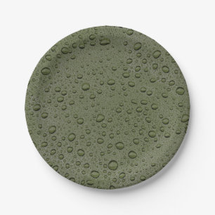 Assiettes En Carton gouttelettes d'eau verte d'olive