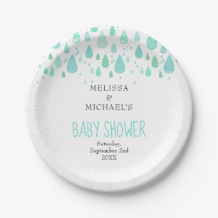 Assiettes En Carton Gouttes de pluie mignonnes pour Baby Shower / Spri