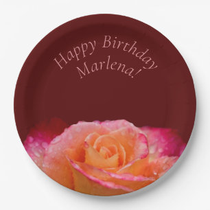 Assiettes En Carton Gouttes de pluie sur les roses