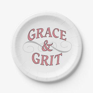 Assiettes En Carton Grace & Gris en rose et gris