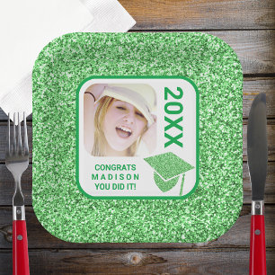 Assiettes En Carton Grad Glam Green Casquette Élégant Cool Photo Party