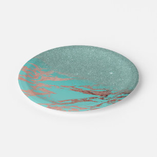 Assiettes En Carton Gradient de marbre turquoise de parties