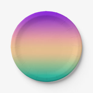 Assiettes En Carton Gradient ombre green yellow pink purple soft blurr