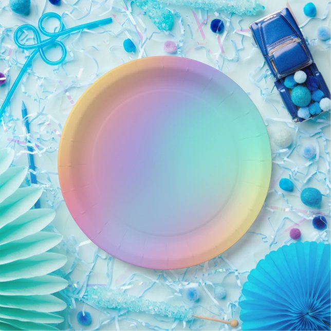 Assiettes En Carton Gradient Pastel forme libre (Fête)