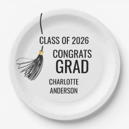 Assiettes En Carton Graduation Cap Tassel 