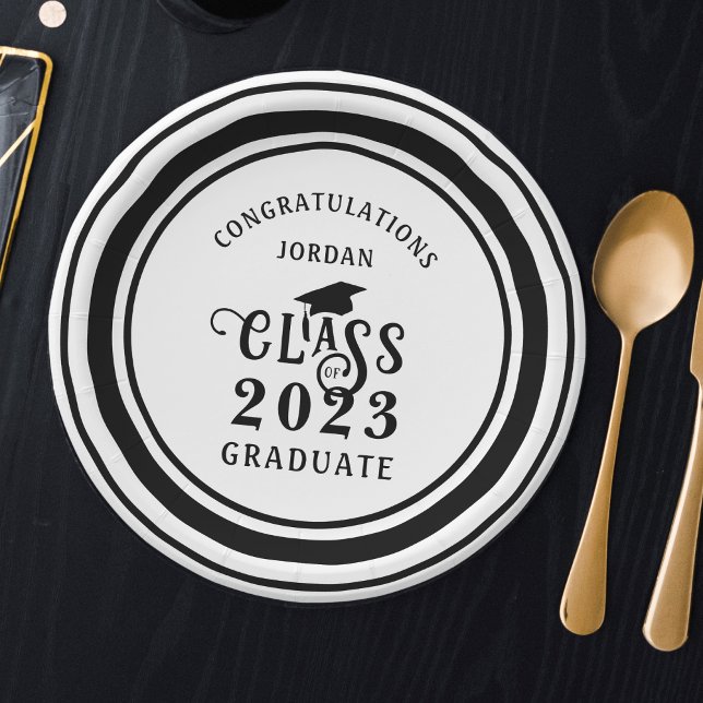 Assiettes En Carton Graduation Classe de l'année Félicats Couleur pers (Créateur téléchargé)