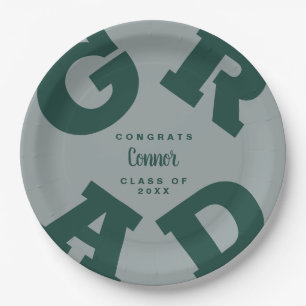 Assiettes En Carton Graduation customisée en vert foncé et gris