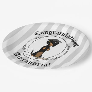 Assiettes En Carton Graduation Dachshund Chien (noir & bronze) mignonn