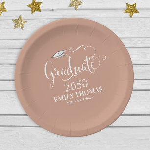 Assiettes En Carton Graduation Élégante Calligraphie Moderne Script Ta