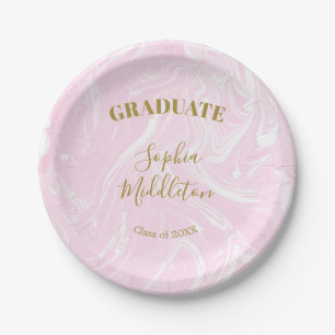 Assiettes En Carton Graduation Gold Pink moderne personnel
