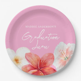 Assiettes En Carton Graduation Luau Tropical Flower Plaque papier
