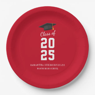 Assiettes En Carton Graduation Moderne 2025 Élégante Grad Party