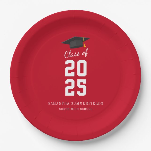 Assiettes En Carton Graduation Moderne 2025 Élégante Grad Party (Devant)