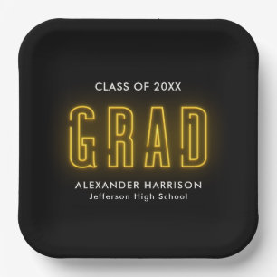 Assiettes En Carton Graduation moderne du néon jaune