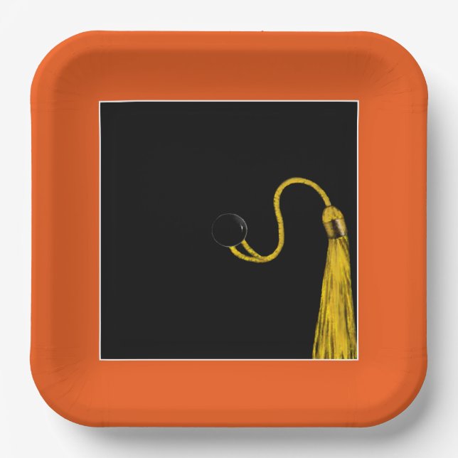 Assiettes En Carton Graduation Party Plaque en papier orange (Recto)