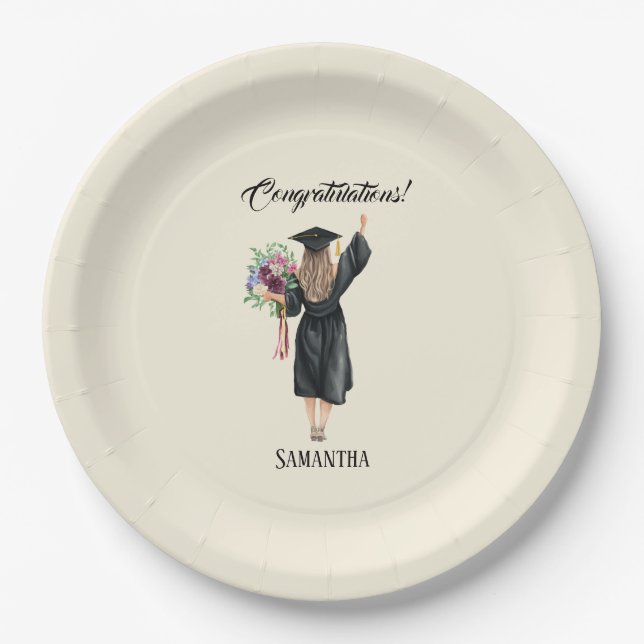 Assiettes En Carton Graduation personnalisée de l'aquarelle (8) (Devant)