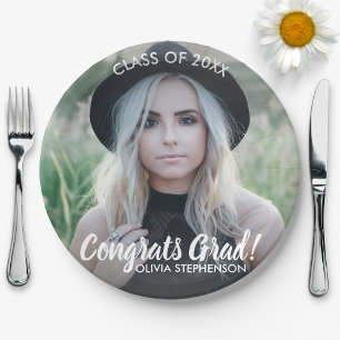 Assiettes En Carton Graduation Photo Class 20XX Félicitations Personna
