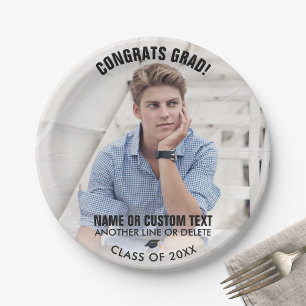 Assiettes En Carton Graduation Photo Classe 20XX Félicats Grad Custom