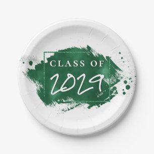 Assiettes En Carton Graduation verte Paint Splatter Chic Grad Party