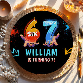 Assiettes En Carton Graffiti 6 7 Meme Trend Six Seven Birthday Party