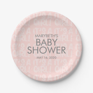 Assiettes En Carton Graffiti Baby shower rose plaque en papier
