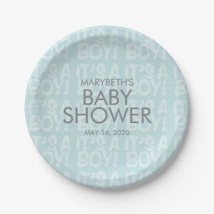 Assiettes En Carton Graffiti Bleu Baby shower plaque de papier