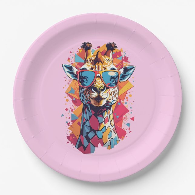 Assiettes En Carton Graffiti Style Giraffe Portrait-58567 (Devant)