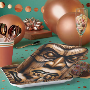 Assiettes En Carton Grain de bois Nouvelle-Zélande Tiki,