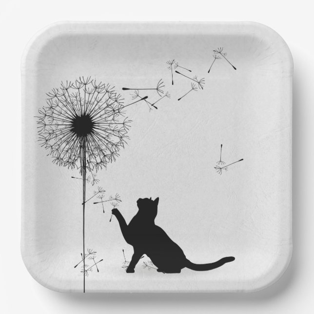 Assiettes En Carton Graines de chats noirs et de pissenlit (Recto)