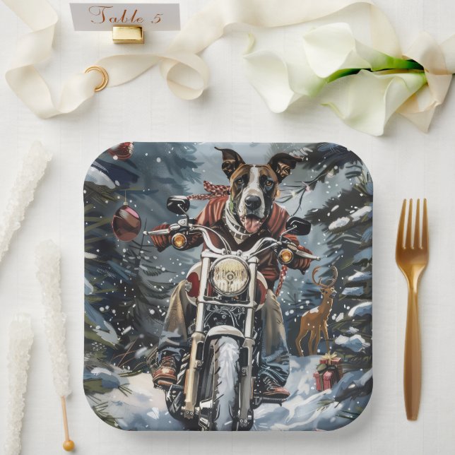 Assiettes En Carton Grand chien Danse équitation moto Noël (Mariage)